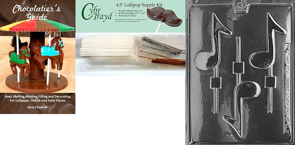 Cybrtrayd J005 Musical Note Lolly Chocolate Candy Mold with Exclusive Cybrtrayd Copyrighted Chocolate Molding... N8