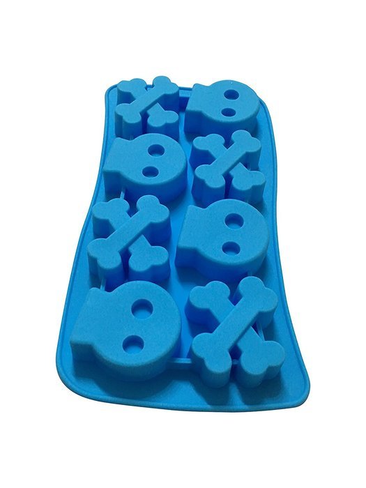 Halloween Skull and Bones Silicone Candy Jello Baking Mold (Red) N18