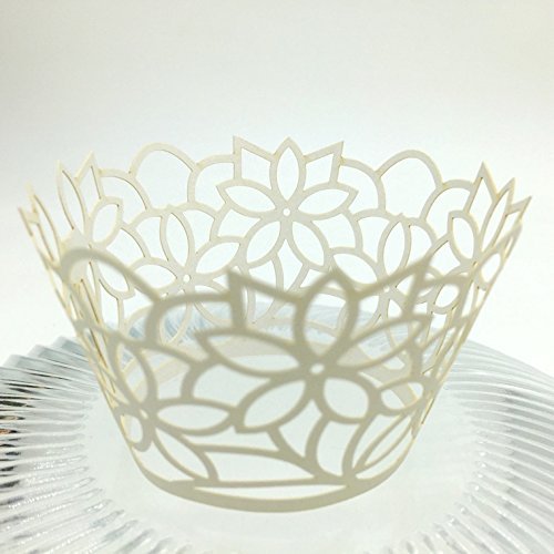 CozyT 50 PACK Flowers Design Cupcake Wrappers Artistic Bake Cake Paper Cups Vine Lace Laser Cut Liner Baking Cup... N2