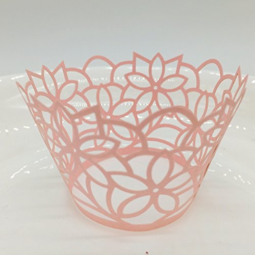 CozyT 50 PACK Flowers Design Cupcake Wrappers Artistic Bake Cake Paper Cups Vine Lace Laser Cut Liner Baking Cup... N5