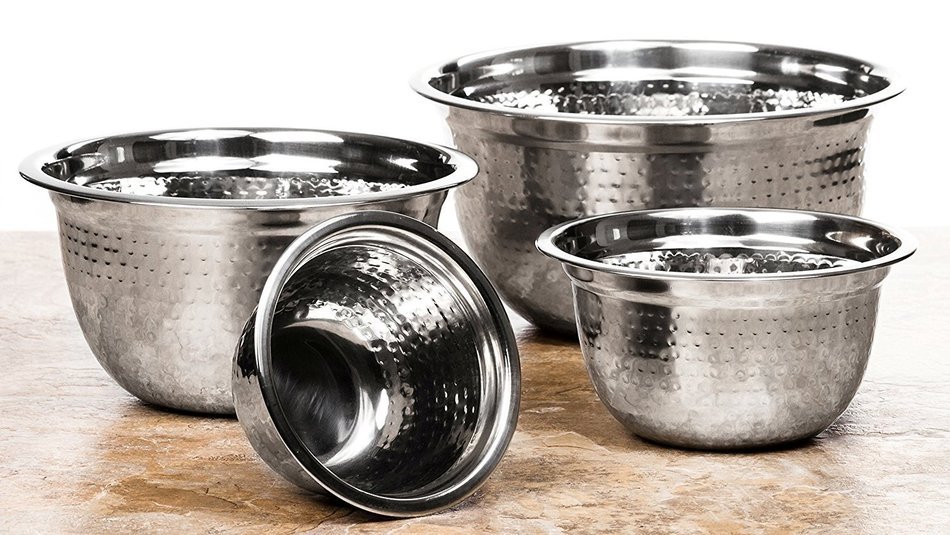 US Shopee LLP 4 Pcs Stainless Steel Mixing Bowls Set - Set of 4 German Mixing Bowls Cookware Set (Hammered) (Stainless... N10