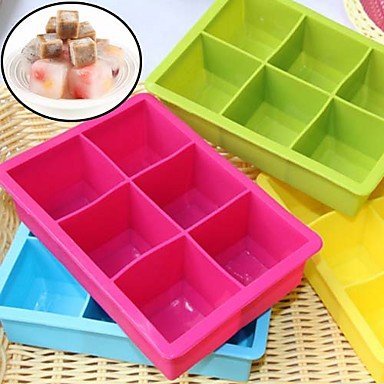 Y&XL&H 6-Cavity Large Silicone Drink Ice Cube Pudding Jelly Soap Mold Mould Tray Tools(Random Color) N3
