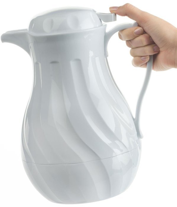 Set of 2 - White Swirl 2-Liter Thermal Coffee Carafe Includes 3 Colored Tags for Labeling Drinks, Polyurethane... N3