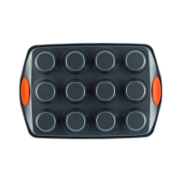 Generic Bakeware Oven Lovin' Muffin and Cupcake Pan 12-Cup Nonstick Gray with Orange N2