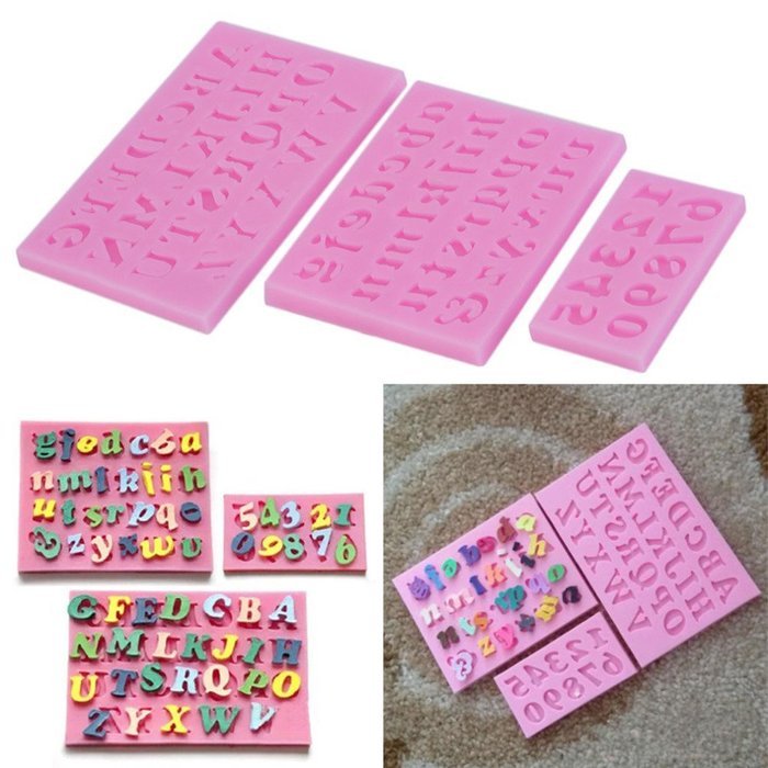 9Snail Small Size Letters & Numbers Fondant Cake Molds Soap Chocolate Mould For The Kitchen Baking 1set(3pcs) N4