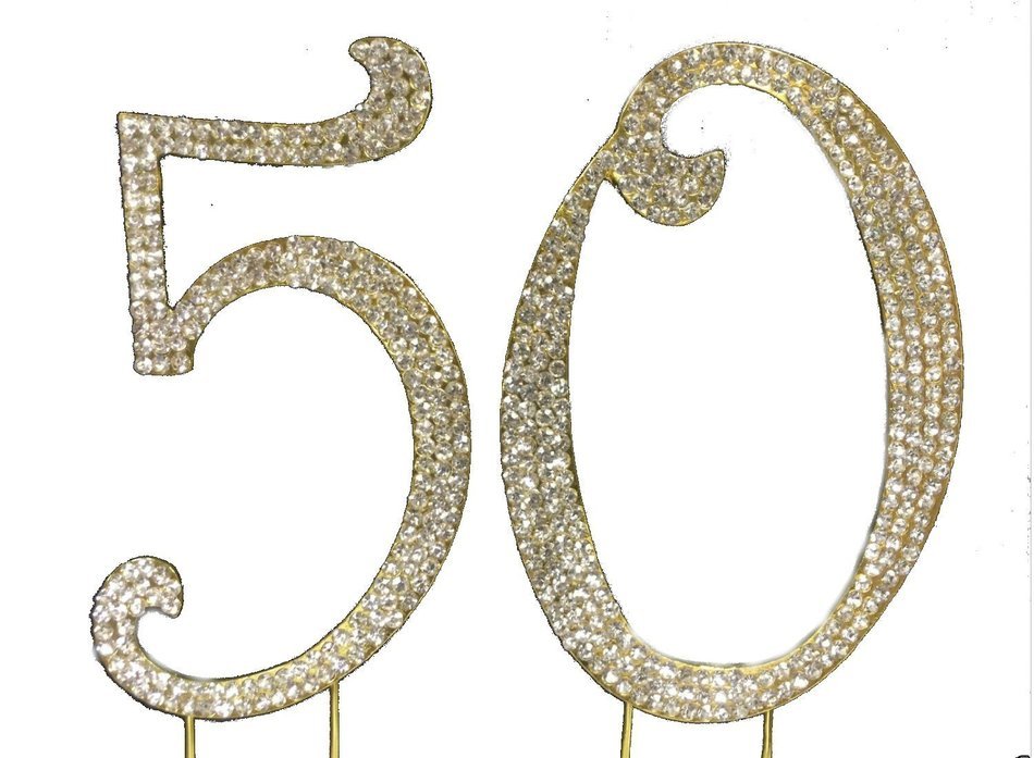 Birthday Crystal Cake Toppers Sparkling Bling Birthday Cake Toppers (50th Birthday Caketop Gold) N3