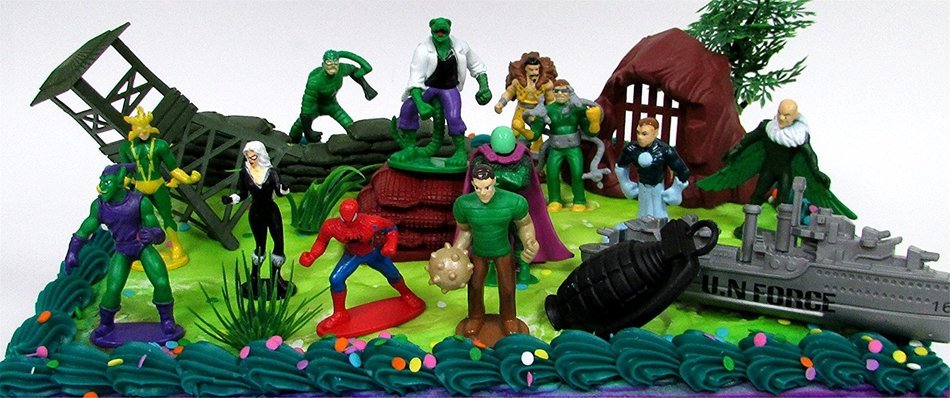 SPIDERMAN 20 Piece Birthday CAKE Topper Set, Featuring 12 Figures, Decorative Themed Accessories, Figures Average...
