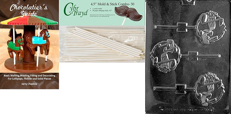 Cybrtrayd J093 Music Staff Lolly Chocolate Candy Mold with Exclusive Cybrtrayd Copyrighted Chocolate Molding Instructions N10