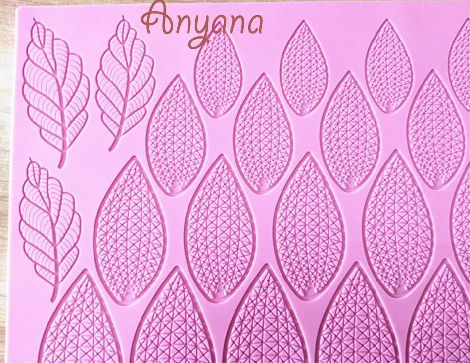 Anyana Giant Sugar Lace Mat Flower Leaf Fondant Cake SIlicone Mould Cupcake Mold paste N4