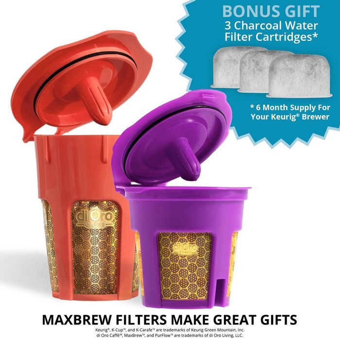 MaxBrew 24K GOLD Keurig Accessories (1) Single K-Cup Reusable (1) K-Carafe Reusable (3) Premium Water Filters... N3