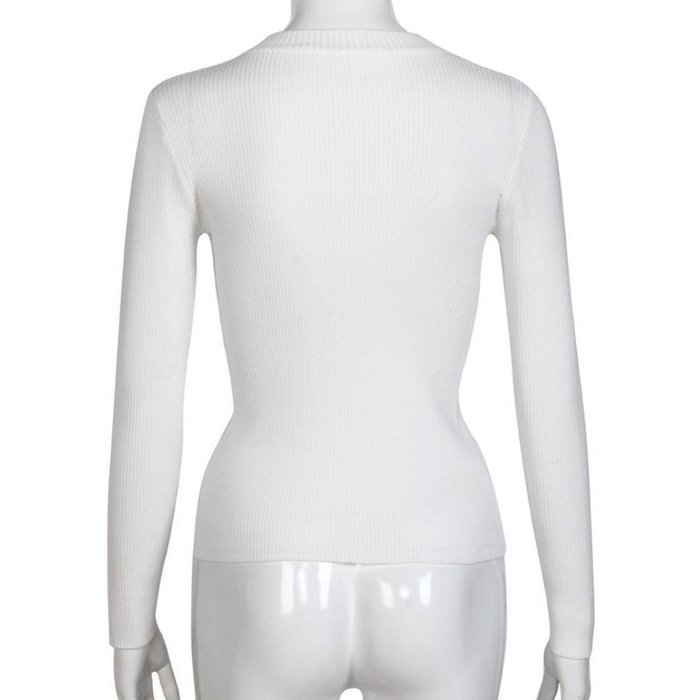 Knitted Sweater,Morecome Women Knit Casual Long Sleeve Pullover ops (L, White) N20