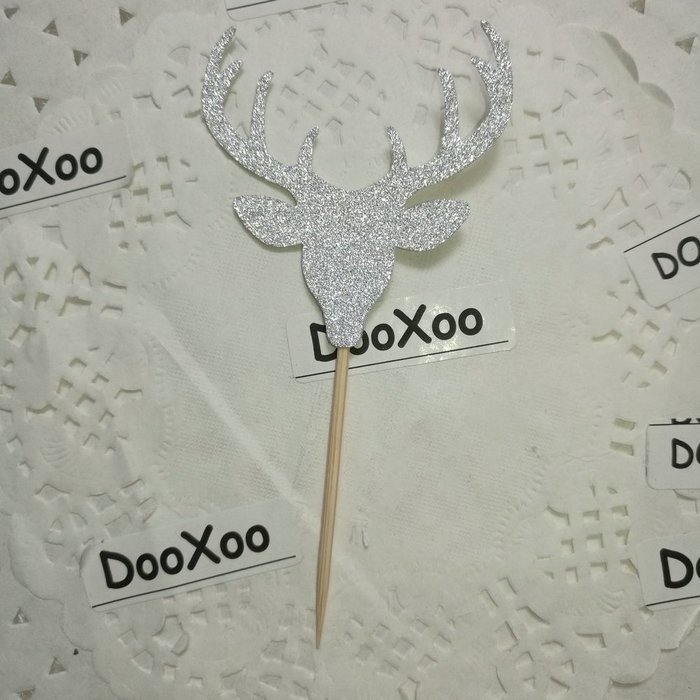 DOOXOO Deer Cupcake Toppers, Deer Party, Hunting Cake Topper,Gold Glitter,Animal Party Favors,Deer Decor,Cake... N5