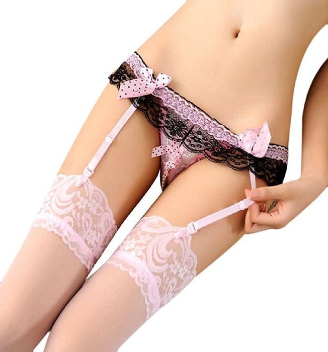 Underwear, PHOTNO Women Lace Garter Belt Lingerie Stocking Open Crotch G-string Underwear N5