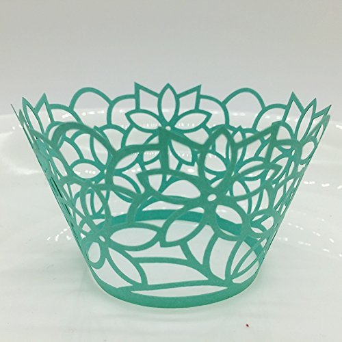 CozyT 50 PACK Flowers Design Cupcake Wrappers Artistic Bake Cake Paper Cups Vine Lace Laser Cut Liner Baking Cup... N6