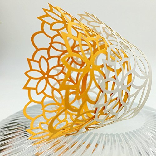 CozyT 50 PACK Flowers Design Cupcake Wrappers Artistic Bake Cake Paper Cups Vine Lace Laser Cut Liner Baking Cup... N7