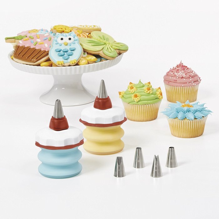 OXO Good Grips Baker's 8-Piece Silicone Decorating Bottle Kit, Clear/Red N7