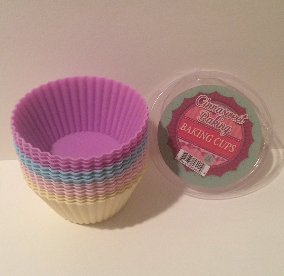 Cinnasweet Baking-Silicone Cupcake Molds, 4 Colors, Set of 13 N4