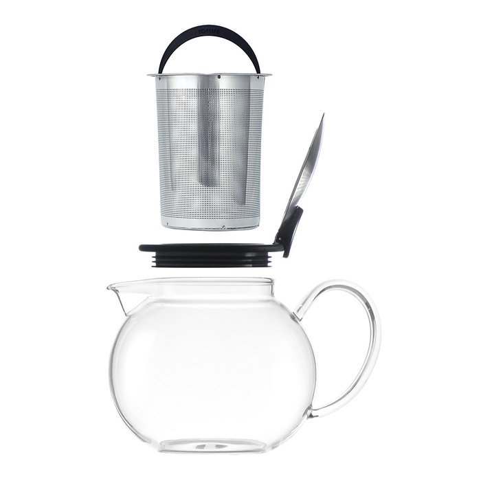 FORLIFE Glass Teapot with Basket Infuser, 25 oz., Turquoise N6