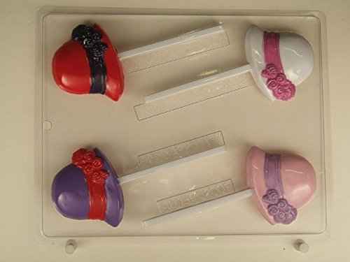 Ladies Hat, flapper style, ribbon trim with flowers Lollipop AO196 All Occasion Chocolate Candy Mold