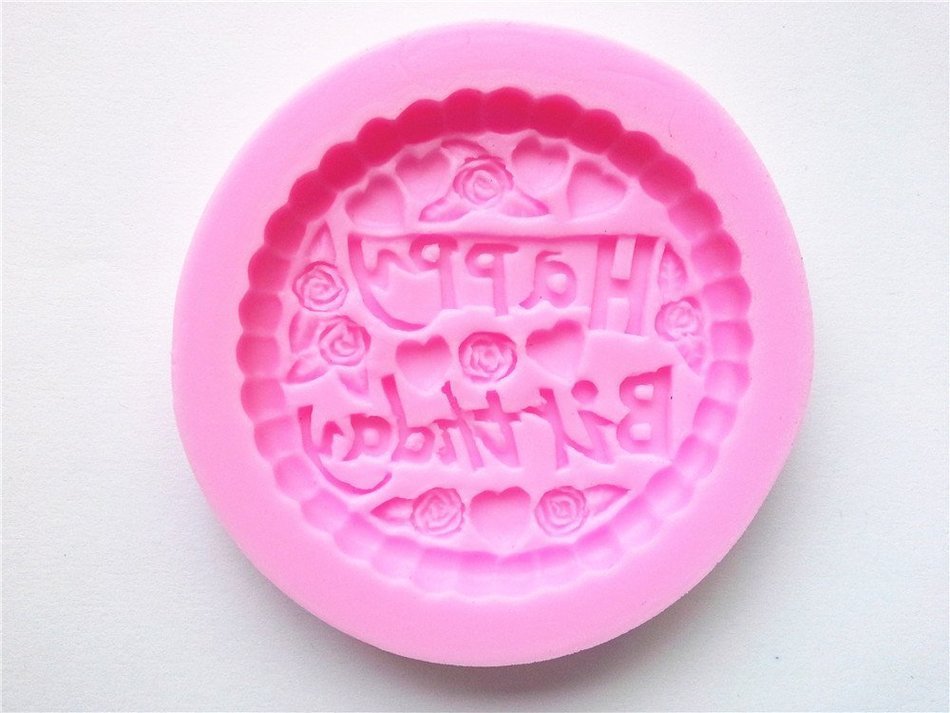 Wocuz W0189 Happy Birthday Pattern Round Shape Silicone Candy Fondant Chocolate Accessory Mold Soap Mould