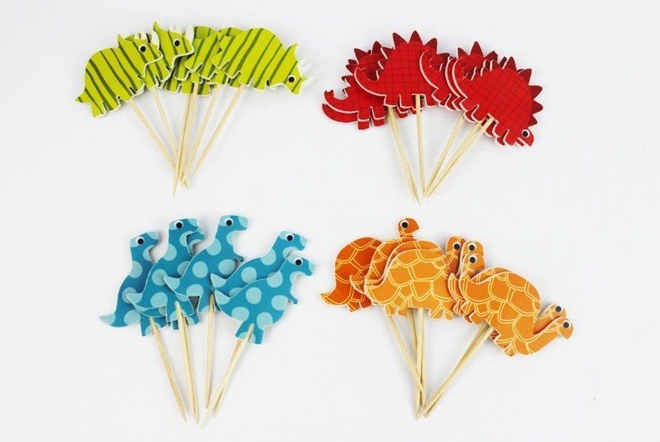 48 Dinosaur Cupcake Dinosaur Toppers for Birthday Party Cake Decorations N6
