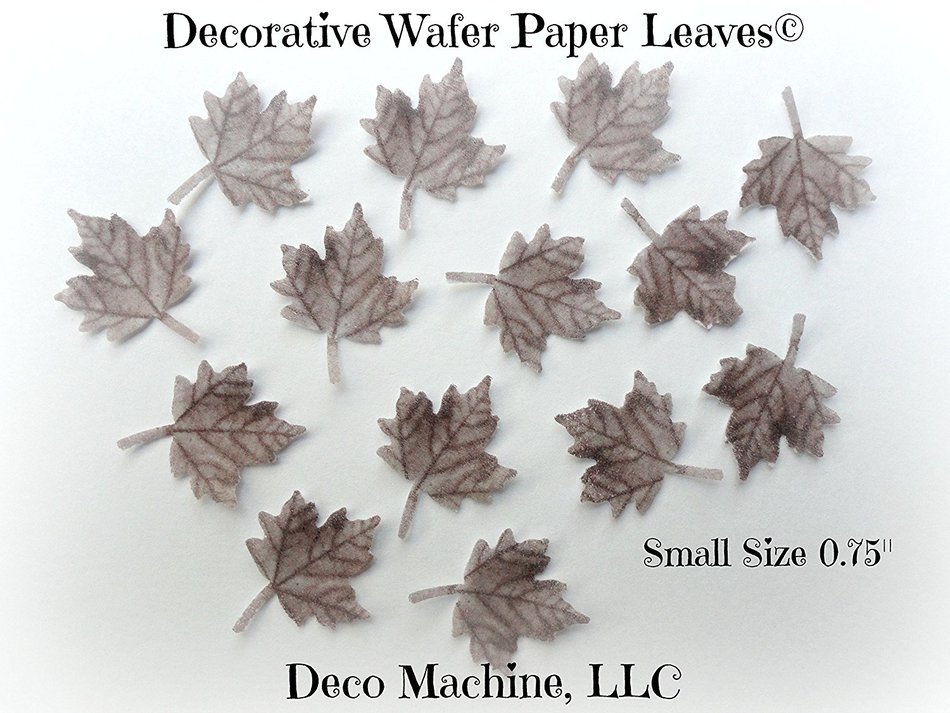 32 Fall Light Brown Maple Leaf Decorative Wafer Paper Leaves© Very Small 0.75" Size Cake Decorations Cupcake Toppers