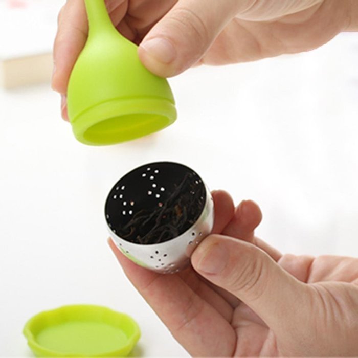 PersuingTech 3 Colors Food-grade Silicone Leaf Tea Ball Tea Bag Filter Creative Stainless Steel Insulation Tea... N25