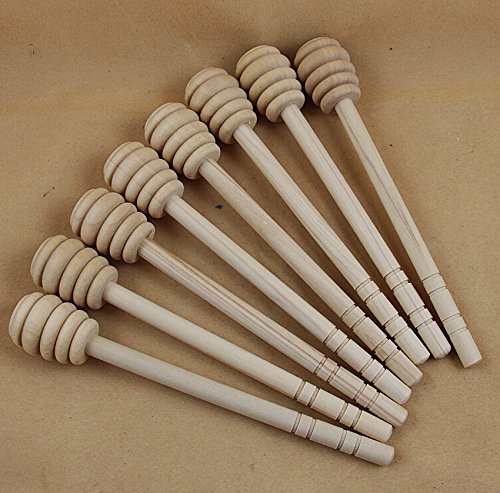 Pack of 50 Pieces 6 Inch Wood Honey Dipper tick Spoon Dip Drizzler Server for Honey Jar Dispense Drizzle Honey... N4
