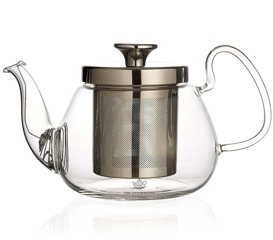 The Tea Makers of London One Cup Glass Teapot With Removable Stainless Steel Infuser And Removable Coil Filter...