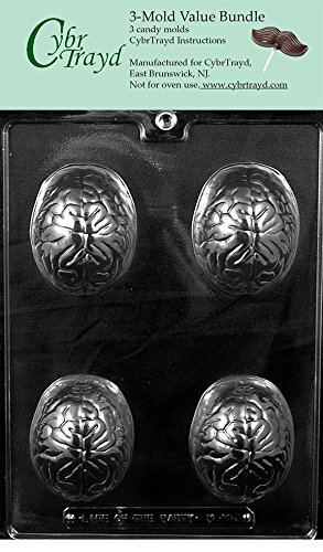 CybrTrayd M197-3BUNDLE The Brain Chocolate Candy Mold with Exclusive Copyrighted Chocolate Molding Instructions