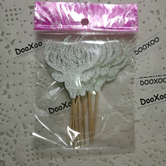 DOOXOO Deer Cupcake Toppers, Deer Party, Hunting Cake Topper,Gold Glitter,Animal Party Favors,Deer Decor,Cake... N7