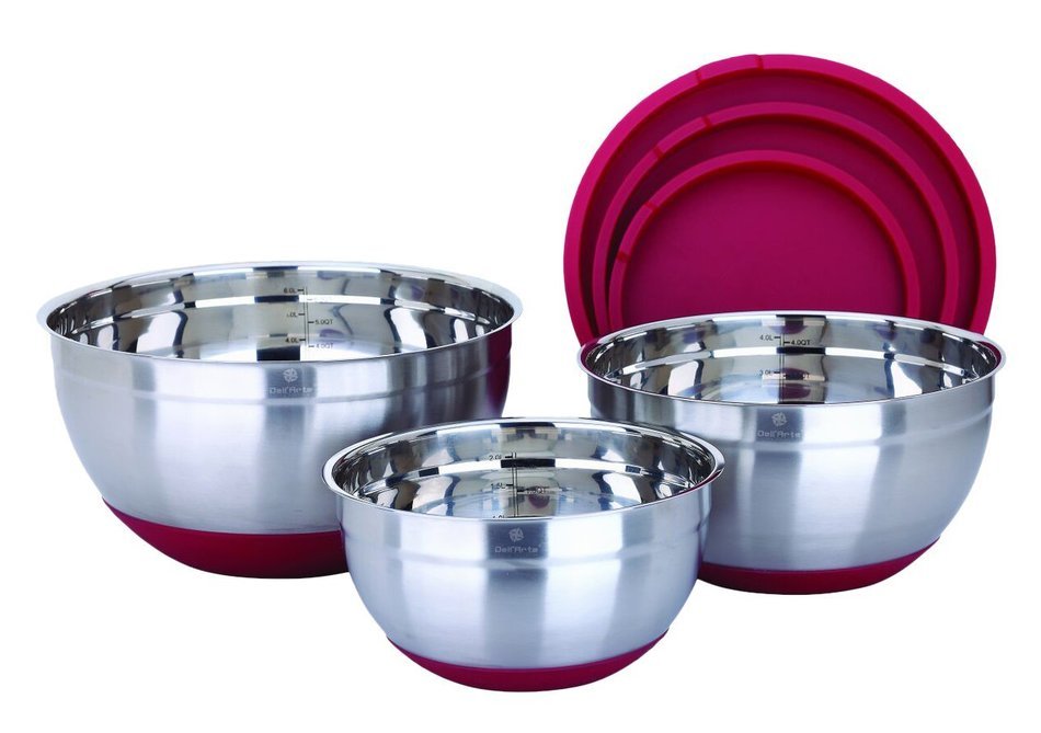 Dell'Arte Luxury Collection 6-Piece Mixing Bowl Set - Red