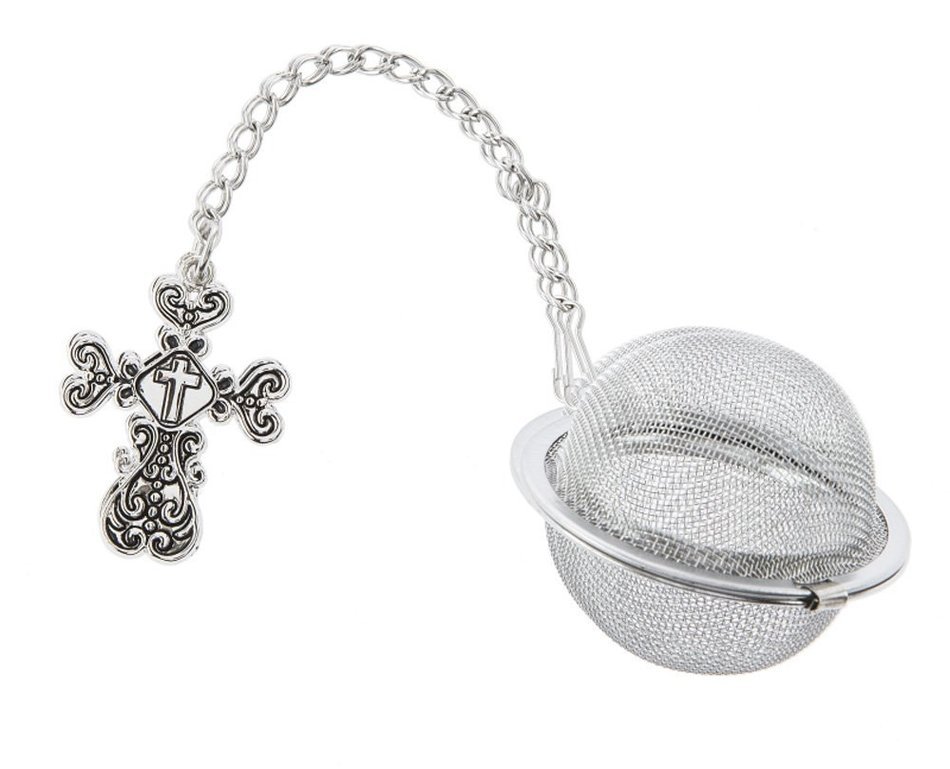 Christian Cross Charm Tea Infuser Ball - By Ganz
