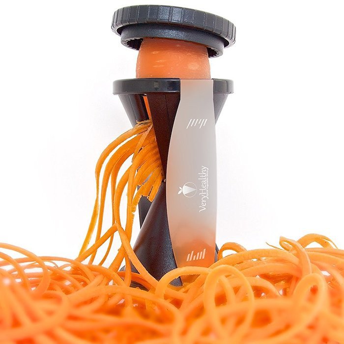 The Very Healthy Spiral Slicer, Vegetable Spiralizer, Zucchini Pasta Noodle Spaghetti Maker (Black) N4
