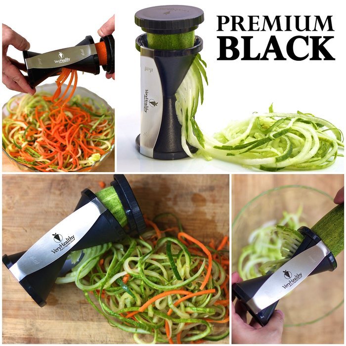The Very Healthy Spiral Slicer, Vegetable Spiralizer, Zucchini Pasta Noodle Spaghetti Maker (Black) N5