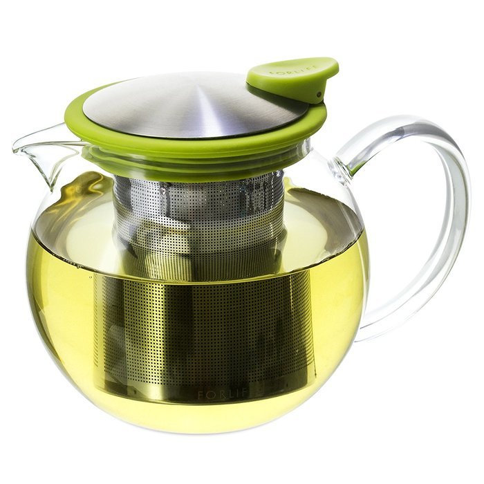 FORLIFE Glass Teapot with Basket Infuser, 25 oz., Turquoise N8