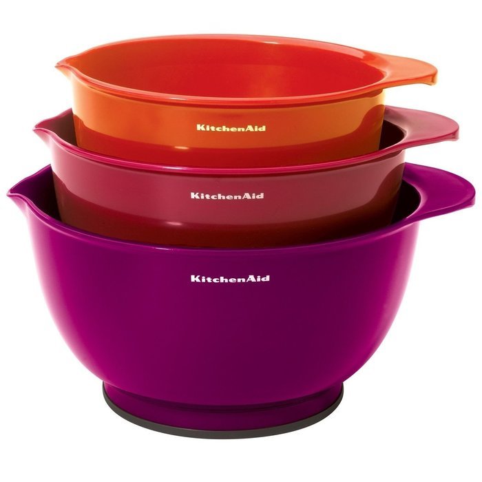 Kitchenaid 3 Piece Plastic Mixing Bowl Set - Assorted Color