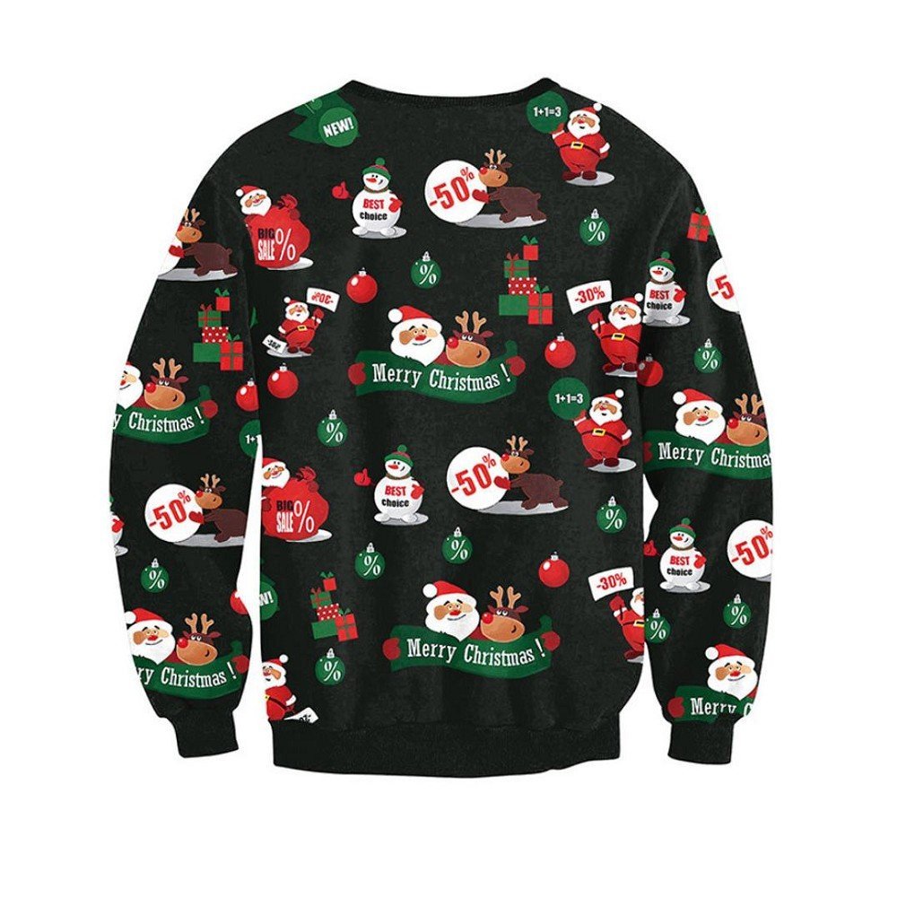 Sweatshirt,Morecome Women Long Sleeve Pullover Santa Claus Christmas T ...