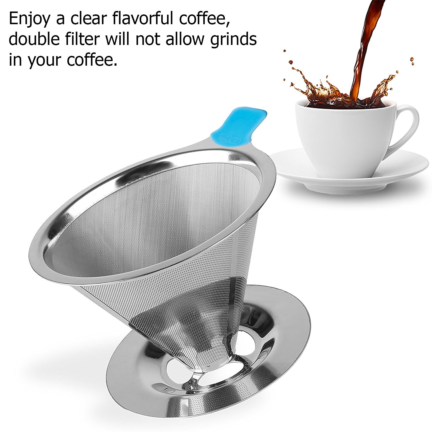 Paperless Pour Over Coffee Dripper - Stainless Steel Permanent Reusable ...