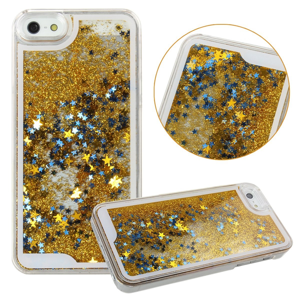 IPhone 4S Case,Phezen Bling Glitter Soft Gel Clear TPU Case for iPhone