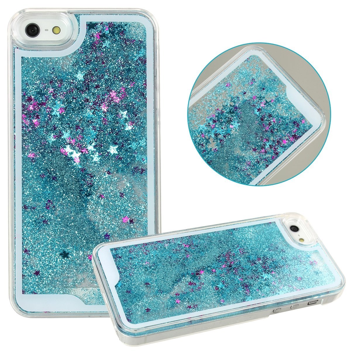 IPhone 4S Case,Phezen Bling Glitter Soft Gel Clear TPU Case for iPhone