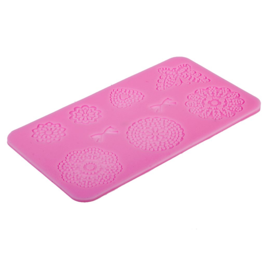 DIY Fondant Cake Lace Sugar Craft Mat Cake Texture Mold Pink N7 free ...