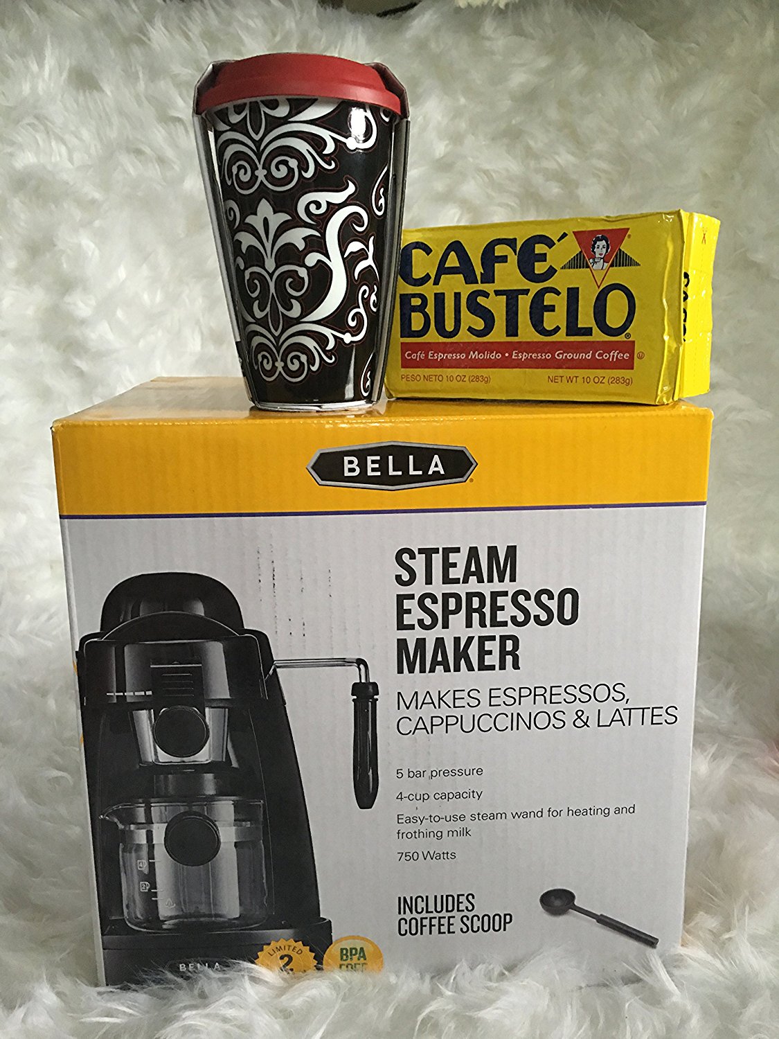 Bella Steam Espresso Maker,10 Oz Dishwasher and Microwave Safe Ceramic