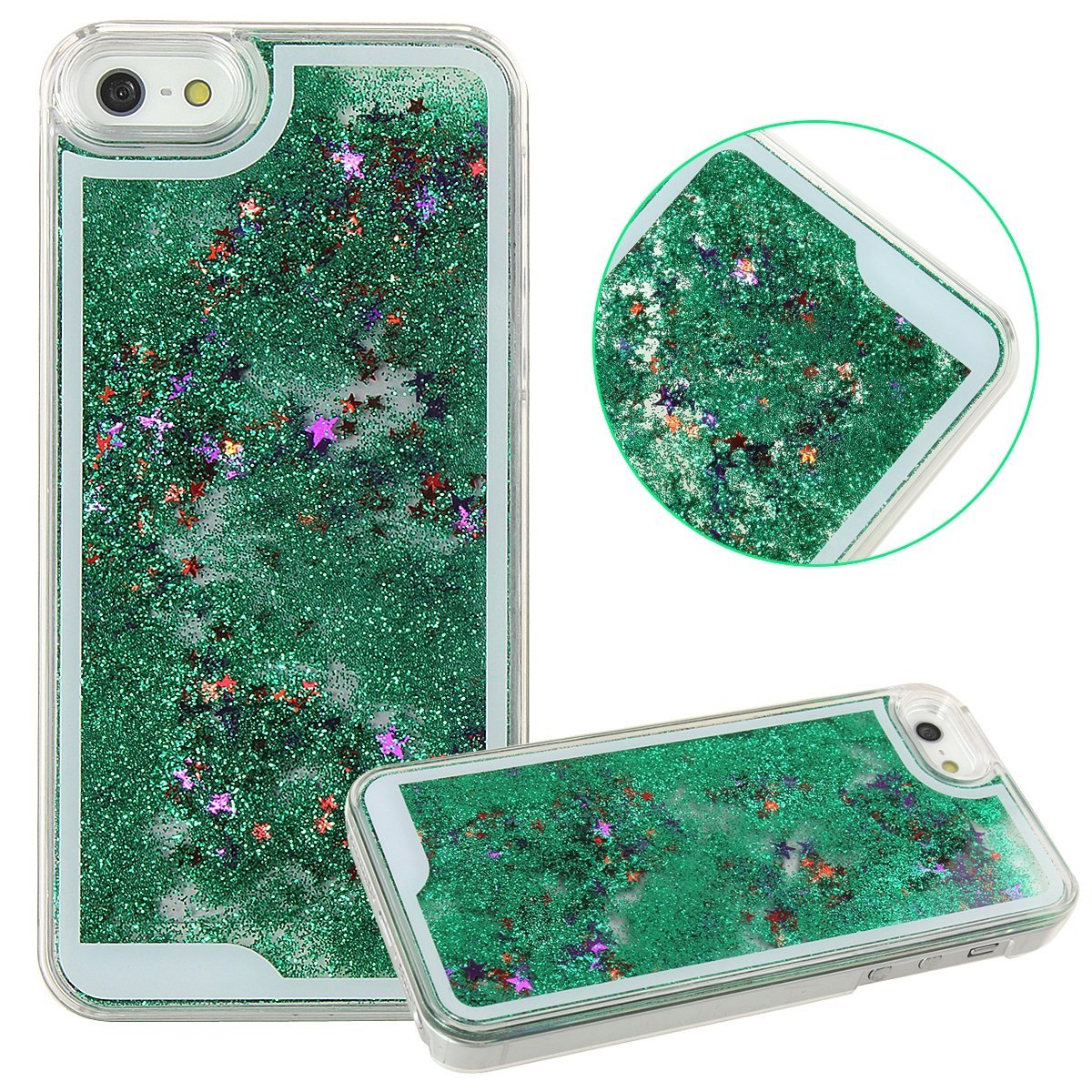 IPhone 4S Case,Phezen Bling Glitter Soft Gel Clear TPU Case for iPhone