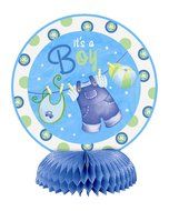 Cardboard Blue Clothesline Boy Baby Shower Cake Bunting Topper N22