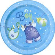 Cardboard Blue Clothesline Boy Baby Shower Cake Bunting Topper N23