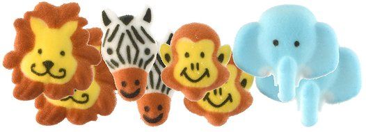 Lucks Dec-Ons Molded Sugar/Cup-Cake Topper, Jungle Animals, 1 1/4 - 1 1/2 Inch, 8 Count N2