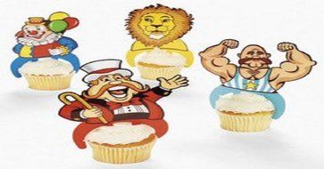 24 ct - Plastic Carnival Circus Big Top Character Cupcake Picks