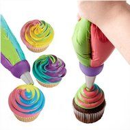 YOUKEE 3PCS New Arrival Unique Sphere Ball Design Small Russian Icing Piping Nozzles with a Tri-color Coupler N11