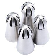 YOUKEE 3PCS New Arrival Unique Sphere Ball Design Small Russian Icing Piping Nozzles with a Tri-color Coupler N12